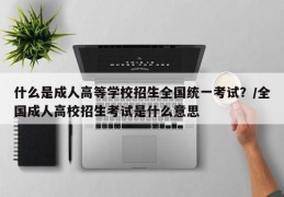 什么是成人高等学校招生全国统一考试？/全国成人高校招生考试是什么意思